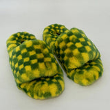 Confetti Checker Fur Slippers ( 3 colors )