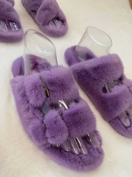 Purple Fur Slides Confetti Mink Slides