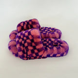 Confetti Checker Fur Slippers ( 3 colors )