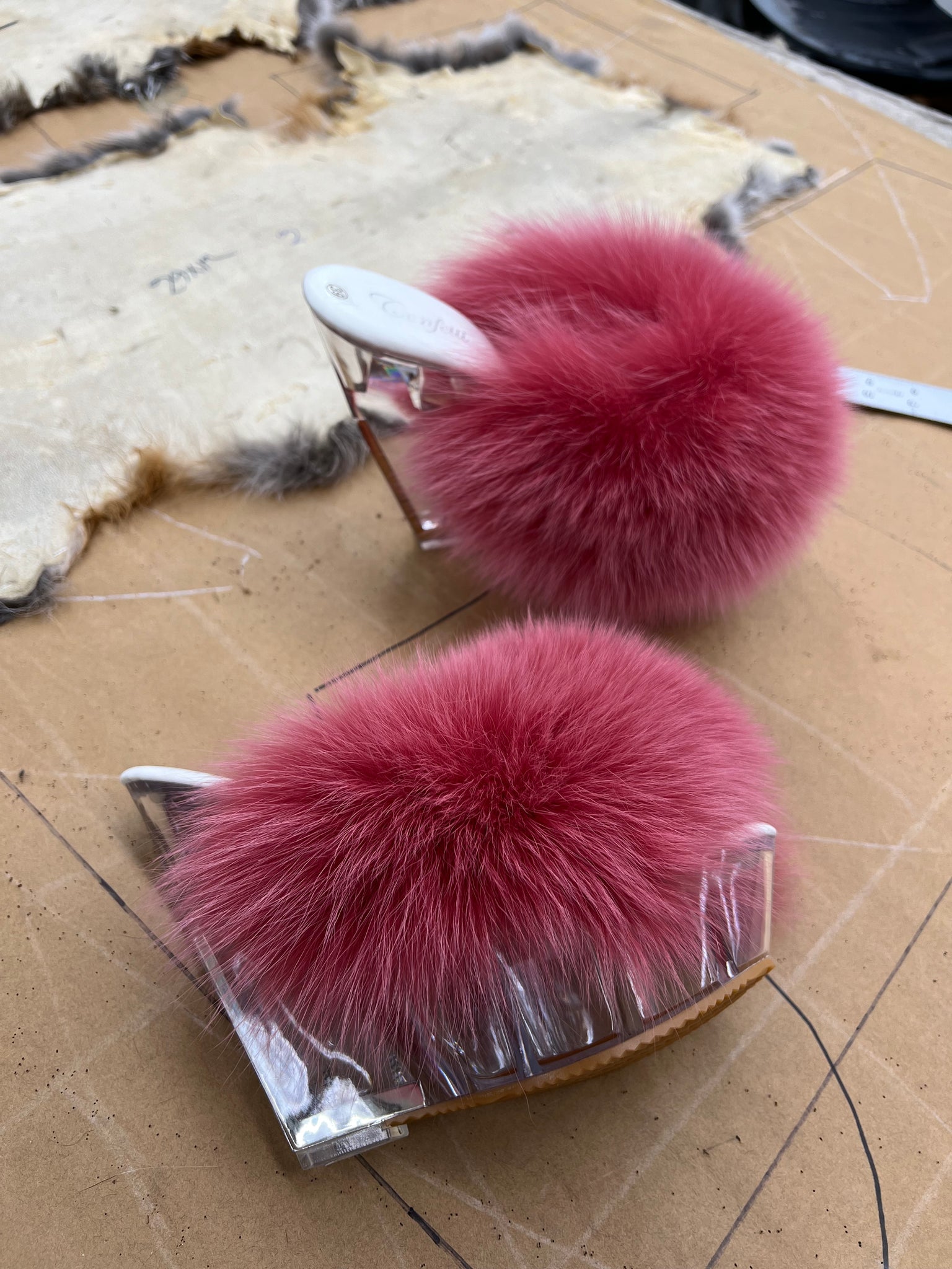 Confetti Mink Slides Duckie Confetti Slippers Confetti XO Sandals