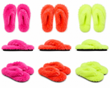 Confetti Faux Fur Thong Slippers