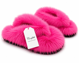 Confetti Faux Fur Thong Slippers