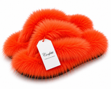 Confetti Faux Fur Thong Slippers
