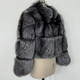 Sample sale silver fox crop coat