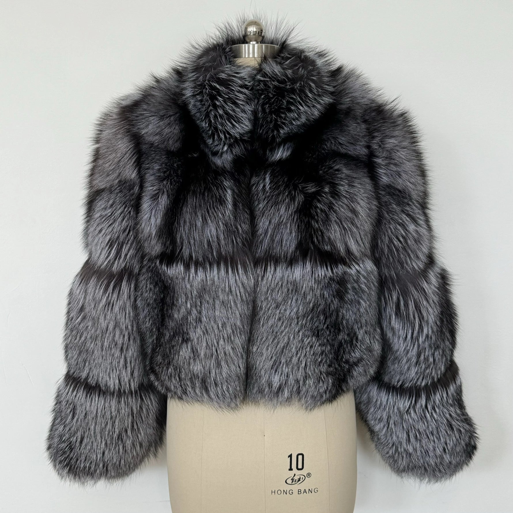 Sample sale silver fox crop coat