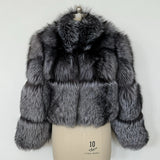 Sample sale silver fox crop coat