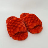 Confetti Checker Fur Slippers ( 3 colors )