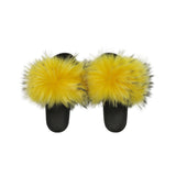 Confetti Neon Fox Fur Slides limited addition