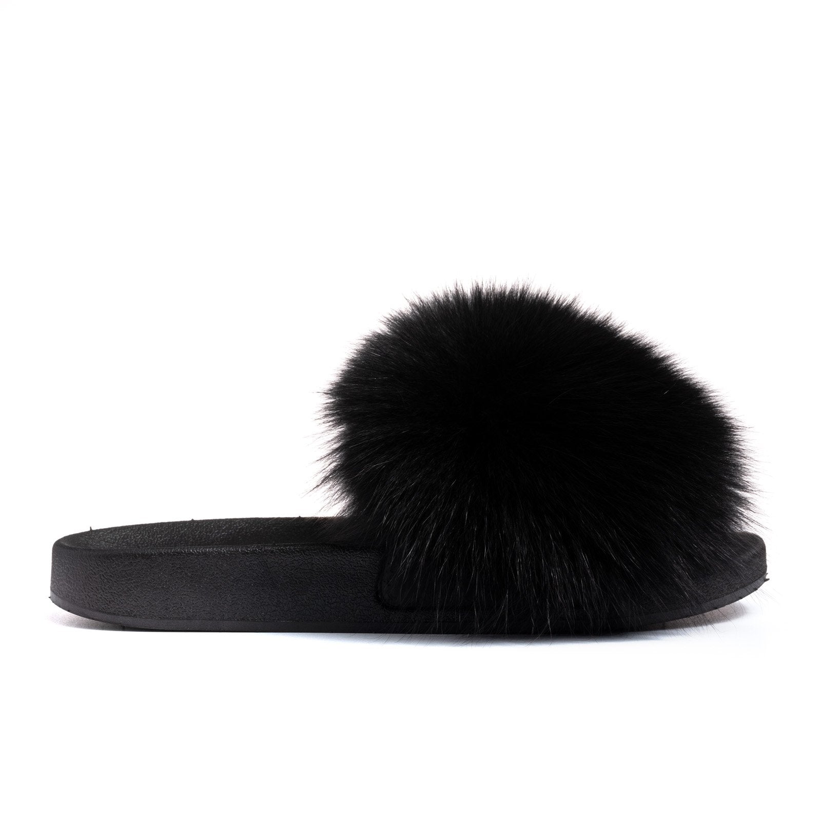 Black Fur Slides –