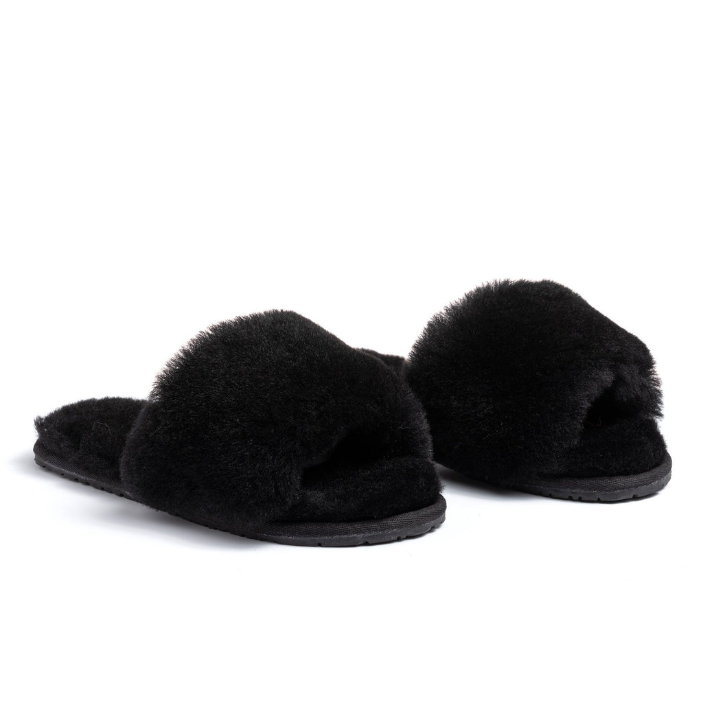 Black Lamb Fur Slippers – Confetti Boutique