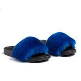 Confetti Boutique Blue Rabbit Fur Slippers