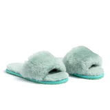 Confetti Boutique Green Lamb Fur Slides