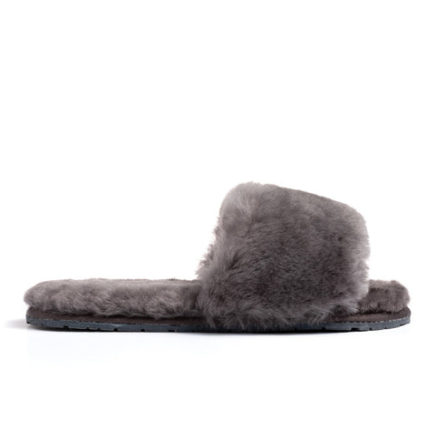 Confetti Boutique Grey Lamb Fur Slippers