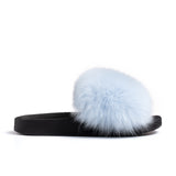 Confetti Boutique Light Blue Fox Fur Slippers