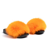 Confetti Boutique Orange Fox Fur Slippers