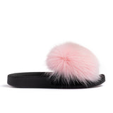 Confetti Boutique Pink Fox Fur Slides