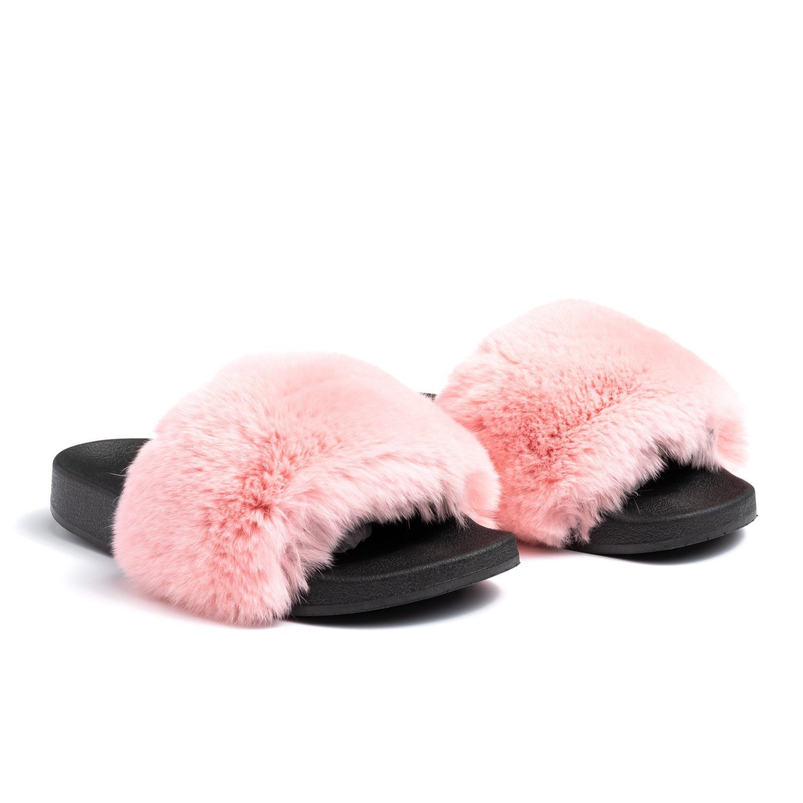 Confetti Brown Fox Fur Slides