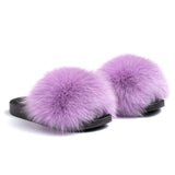 Confetti Boutique Purple Fox Fur Slippers