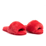 Confetti Boutique Red Lamb Fur Slides