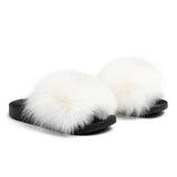 Confetti Boutique White Fox Fur Slippers