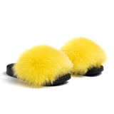 Confetti Boutique Yellow Fox Fur Slippers