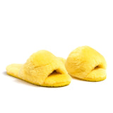 Confetti Boutique Yellow Lamb Fur Slides