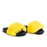 Confetti Boutique Yellow Rabbit Fur Slippers