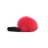 Confetti Hot Pink Fox Fur Slides